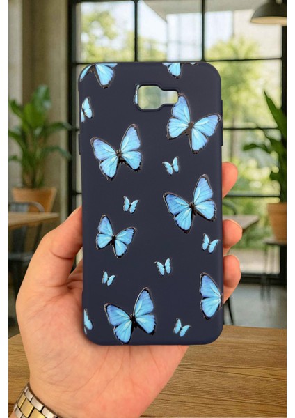 Samsung Galaxy J7 Prime - Mavi Kelebek Desenli Silikon Darbe Emici Klasik Korumalı Rubber Kılıf fiyatları