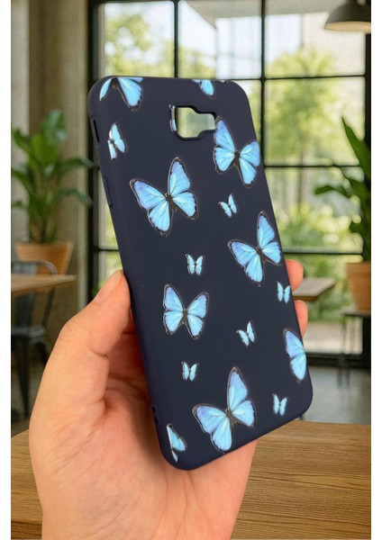 Samsung Galaxy J7 Prime - Mavi Kelebek Desenli Silikon Darbe Emici Klasik Korumalı Rubber Kılıf modelleri