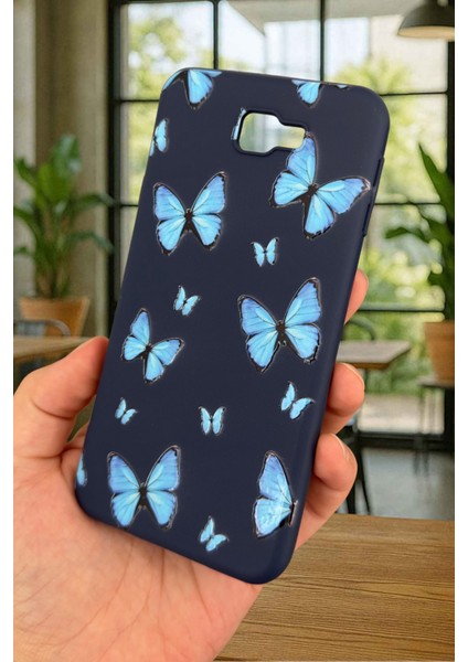 Samsung Galaxy J7 Prime - Mavi Kelebek Desenli Silikon Darbe Emici Klasik Korumalı Rubber Kılıf fırsatları