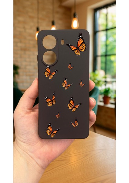 Xiaomi Poco X7 Pro Turuncu Kelebek Desenli Silikon Darbe Emici Klasik Korumalı Rubber Kılıf fiyatları