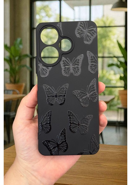 Xiaomi Redmi 13 4g Siyah Kelebek Desenli Silikon Darbe Emici Klasik Korumalı Rubber Kılıf fiyatları