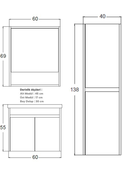 Vıva Banyo Dolabı 60 cm (Boy Dolabı Dahil Değildir.) fırsatları