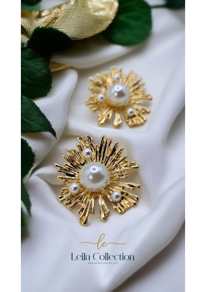 Incili Tasarım Çelik Küpe