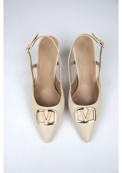 Claraa Bej Cilt V Toka Orta Topuklu(8 Cm) Klasik Topuklu Ayakkabı modelleri