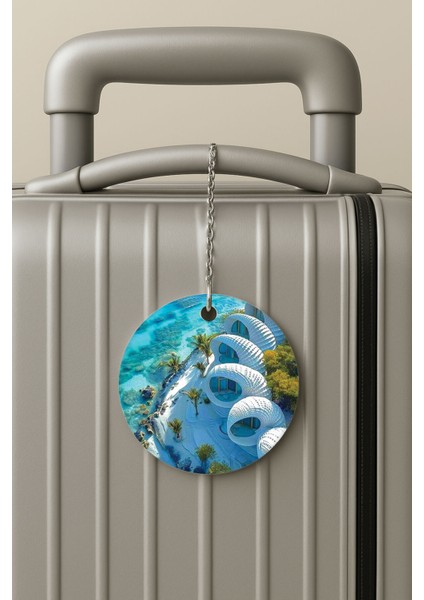 Pleksi Zincirli Bavul Etiketi Seyahat Tatil Için Tasarım Valiz Etiketi Maldives