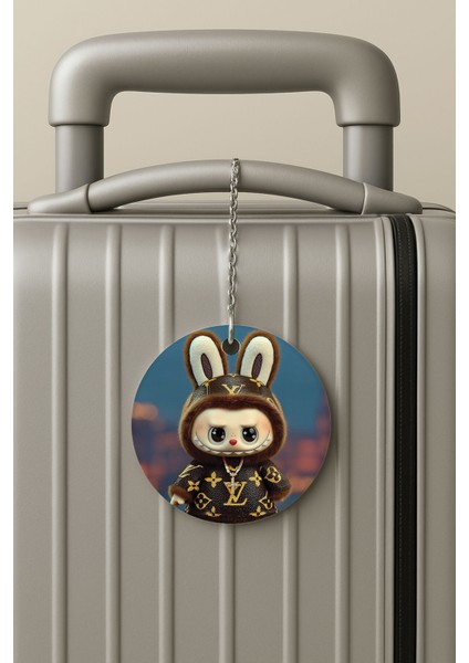 Pleksi Zincirli Bavul Etiketi Seyahat Tatil Için Tasarım Valiz Etiketi LABUBU6066