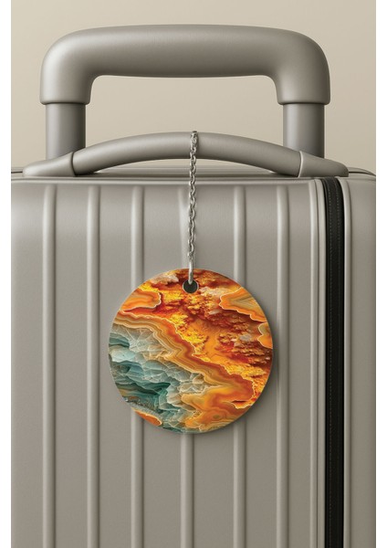 Pleksi Zincirli Bavul Etiketi Seyahat Tatil Için Tasarım Valiz Etiketi Yanardağ