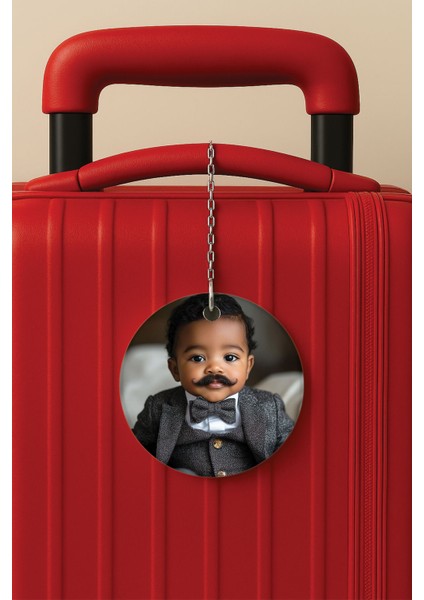 Desenli Baskılı Pleksi Zincir Aparatlı Bavul Etiketi Valiz Etiketi Çikolata Çocuk