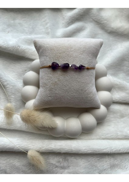 Ametist Taşı Ayarlanabilir Ip Bileklik Halhal fiyatları