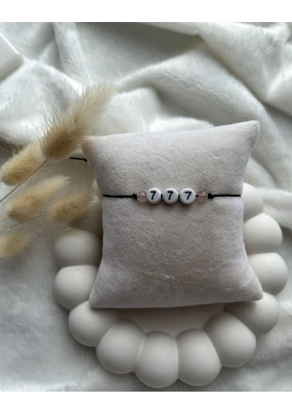 777 Melek Sayılı Pembe Kuvarslı Bileklik Halhal El Yapımı fiyatları