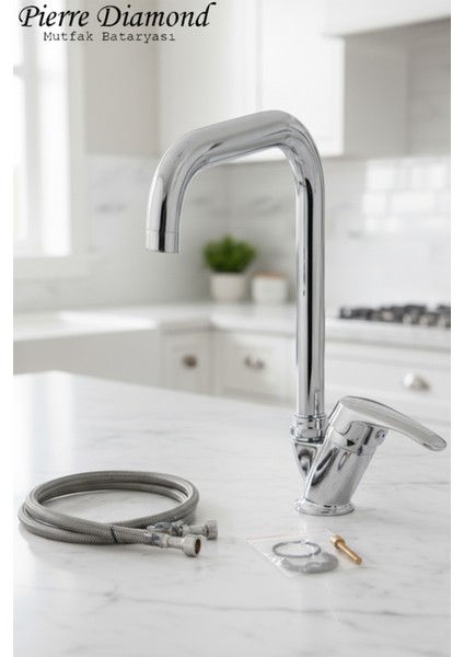 Mutfak Bataryası Köşe Borulu Eviye Musluğu Musluk Armatür Siyah Beyaz Krom Gold Renkler