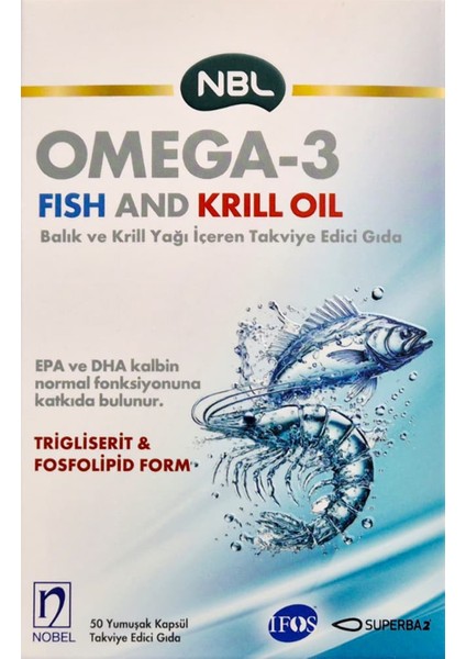 Omega 3 Fish And Krill Oil 50 Kapsül (Balık ve Kril Yağı) fiyatları