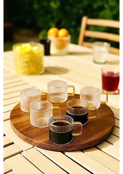 Clavera 6’lı Kulplu Cam Çay Kahve Espresso Bardak Fincan Seti 150 ml