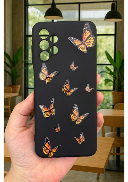 Samsung Galaxy A13 - Turuncu Kelebek Desenli Silikon Darbe Emici Klasik Korumalı Rubber Kılıf fiyatları