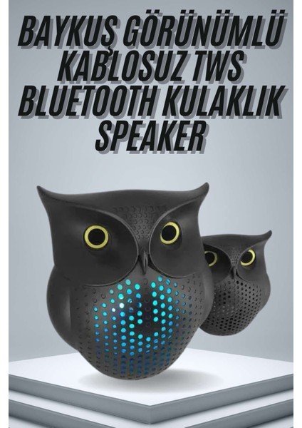 Tws Bluetooth Hoparlör Baykuş Tasarımlı Taşınabilir Rgb Işıklı Uzun Pil Ömrü