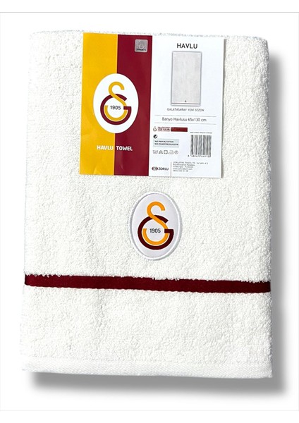 Gs Cimbom Galatasaray Sarı Kırmızı Bandrollü Taraftar Banyo Havlusu 65 x 130 cm