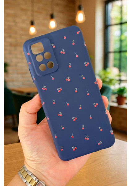 Xiaomi Redmi 10 2022 Mini Kiraz Desenli Silikon Darbe Emici Klasik Korumalı Rubber Kılıf