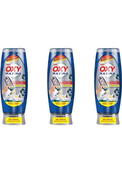 Mr. Oxy Maxima Elde Yıkama Bulaşık Deterjanı Yaban Mersini Kokulu 650 ml * 3 Adet
