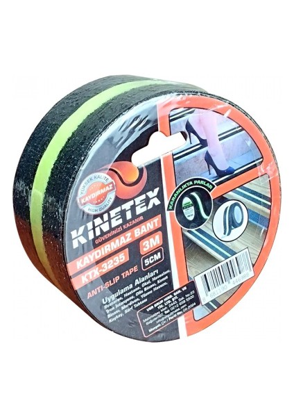 5CMX3MT Fosfor Şeritli - Karanlıkta Parlar Kaydırmaz Siyah Bant (5324)