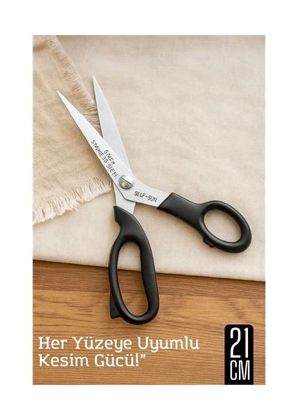 Bfs Çok Amaçlı Makas – 21 cm Uzunluk | 11 cm Kesim Bıçağı | Paslanmaz Çelik, Ergonomik Sap