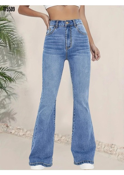 Yüksek Bel Ispanyol Paça Büyük Beden Kot Pantolon 175509 fiyatları