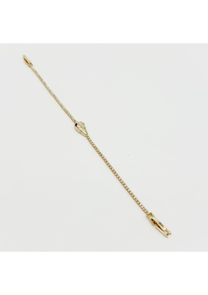 Altın Renk Ince Su Yolu Şahmeran Model Çelik Kadın Bileklik