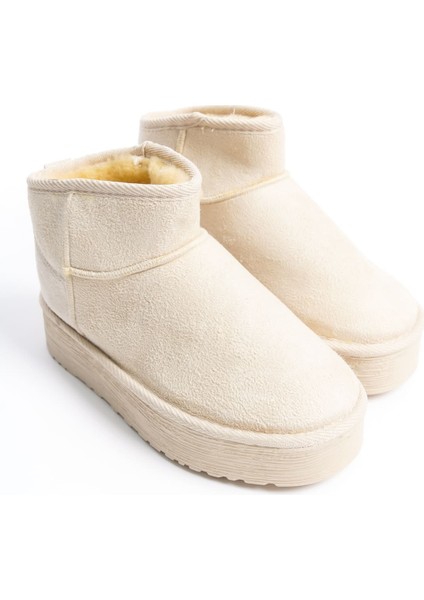 Amelıa Bağcıksız Düz ve Kalın Taban Içi Kürklü Kısa Süet Kadın Bot Skt - Krem modelleri