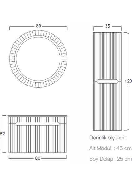 Zara Banyo Dolabı 80 cm (Boy Dolabı Dahil Değildir.) indirimleri