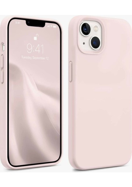 Apple iPhone 13/14 Uyumlu Içi Kadife Landma Silikon Kılıf Taş