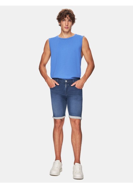 Cary Düşük Bel Jean Koyu Mavi Bermuda