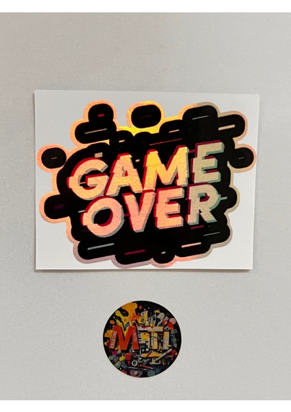 Game Over Araba Motosiklet Kask Laptop Cam Etiket Baskı Sticker 10X8,5CM