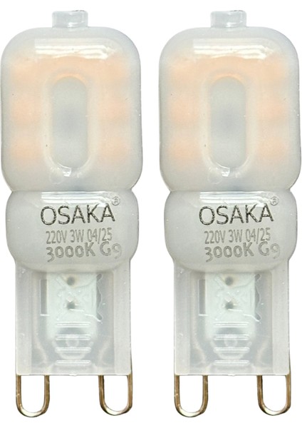 (2 adet) Osaka 3W Sarı Işık (3000K) Buzlu Dim Edilebilir G9 Duylu LED Kapsül Ampul