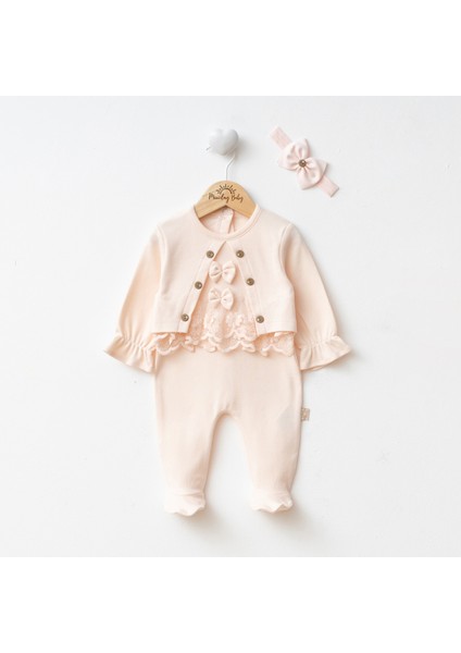Kız Bebek Mevlütlük Tulum Bandanalı Dantelli