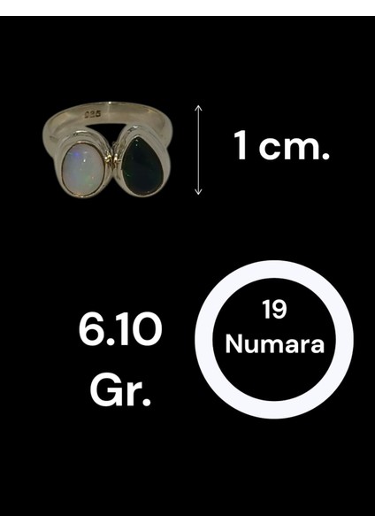 El Işçiliği Siyah ve Beyaz Opal Taşlı 925 Ayar Gümüş Kadın Yüzük – 19 Numara modelleri
