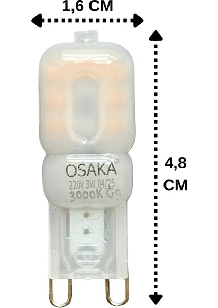 (6 adet) Osaka 3W Sarı Işık (3000K) Buzlu Dim Edilebilir G9 Duylu LED Kapsül Ampul fiyatları