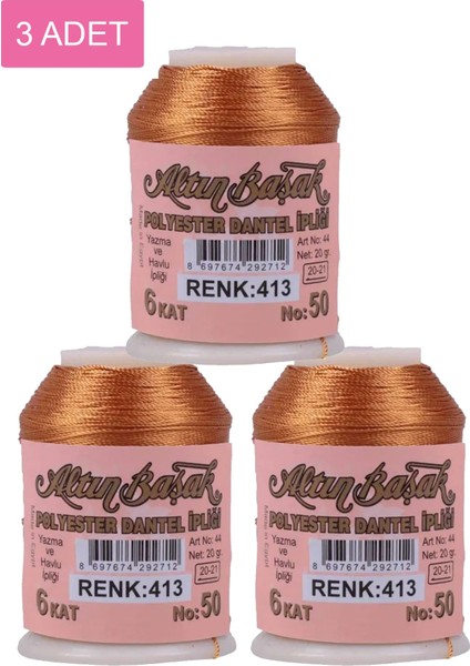 3 Adet Altınbaşak Oya ve Dantel Ipi 20 gr - Royaleks - No: 413