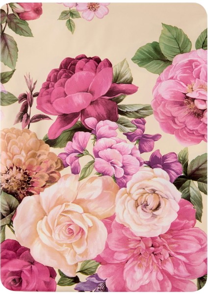 Time Çiçek Desenli Pvc Masa Örtüsü - Renkli - 140X140 cm