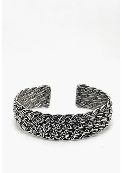 Kalın Oksitli Örgü Gümüş Bilezik Modelleri