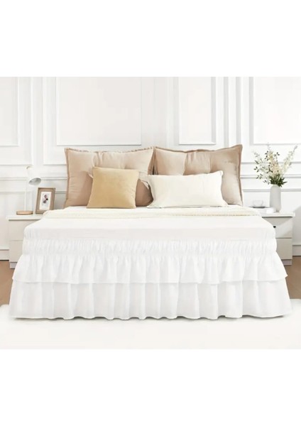 Diva Pamuk Beyaz Baza Fırfırı Baza Eteği Tek Kişilik