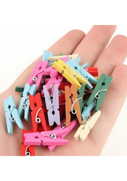 Mini Mandal -20 Adet Dekoratif Süsleme Renkli Minik Ahşap Mandal, Fotoğraf Mandalı, Not Kıskacı fiyatları