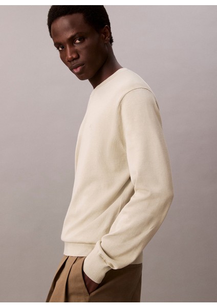 Bisiklet Yaka Normal Haki Erkek Kazak LV040BM343LL5_LS Supıma Cotton Crew modelleri