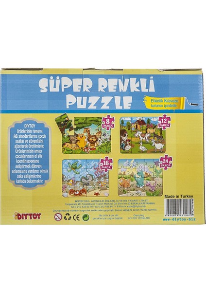 Dıy Toy Hayvanlar Süper Renkli Puzzle 4ü 1 Kutuda modelleri