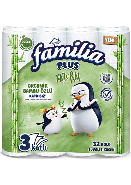 Plus Natural Tuvalet Kağıdı 32'li 3 Adet