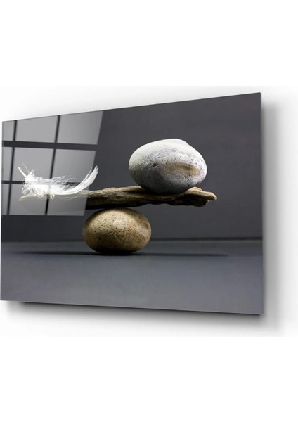 Taş Tüy Denge Dekoratif Cam Tablo modelleri