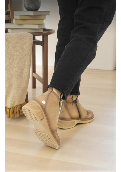 D25KB-8085 Bej Hakiki Deri Tam Ortopedik Günlük Kadın Bot indirimleri