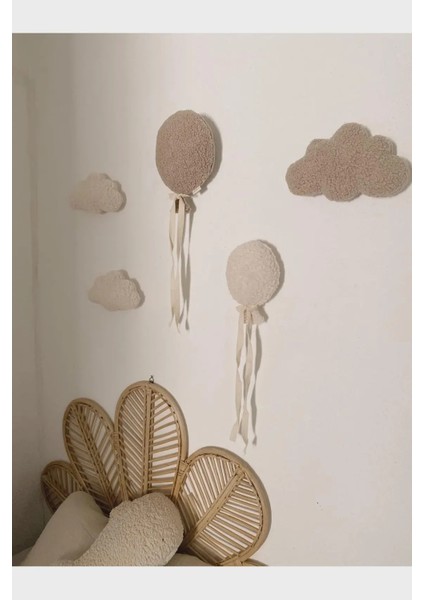 Teddy Balon 5'li Dekoratif Duvar Süsü, Çocuk Odası Dekorasyonu, Uçan Balon Set