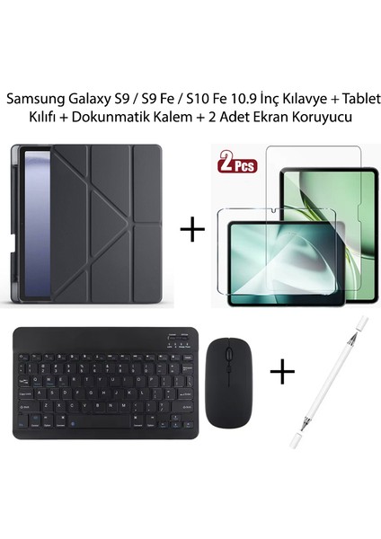 Yesnıce Samsung Galaxy S10 Fe / S9 Fe / S9 10.9 Inç Uyumlu Standlı Kılıf ve Dokunmatik Kalem ve Klavye ve Mouse