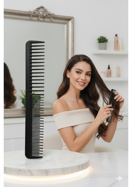Karbon Plastik Saç Kesim Tarağı – 17.2 Cm, Kuaför ve Kişisel Kullanıma Uygun 722298