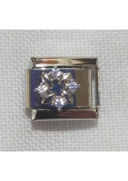 Zarif Çiçek Tasarımlı Charm, Italyan Bileklik Uyumlu Paslanmaz Çelik