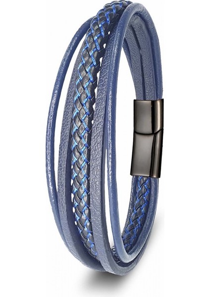 Mavi Siyah Çoklu Deri Bileklik 9593B2D7